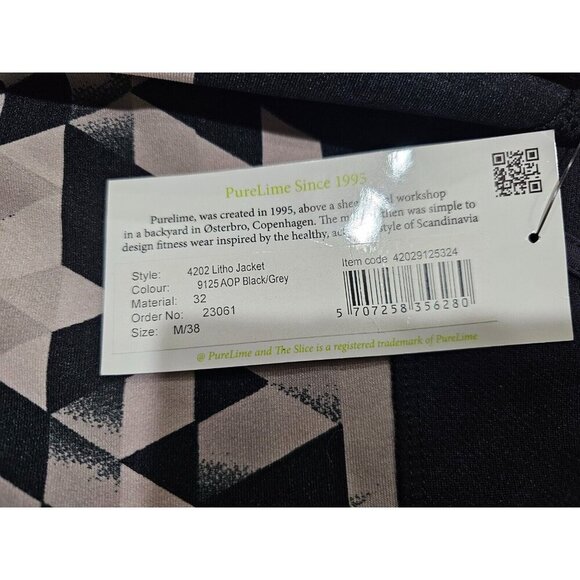 NWT‎ Women's Pure Lime Track Full Zip Athletic Jacket Black/Grey Size Medium - Picture 6 of 10